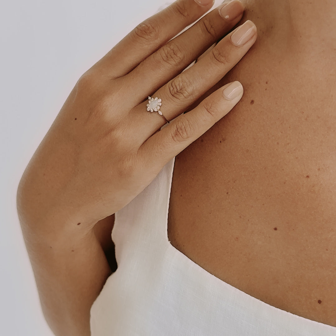 Sunburst Opal Halo Ring - Solana