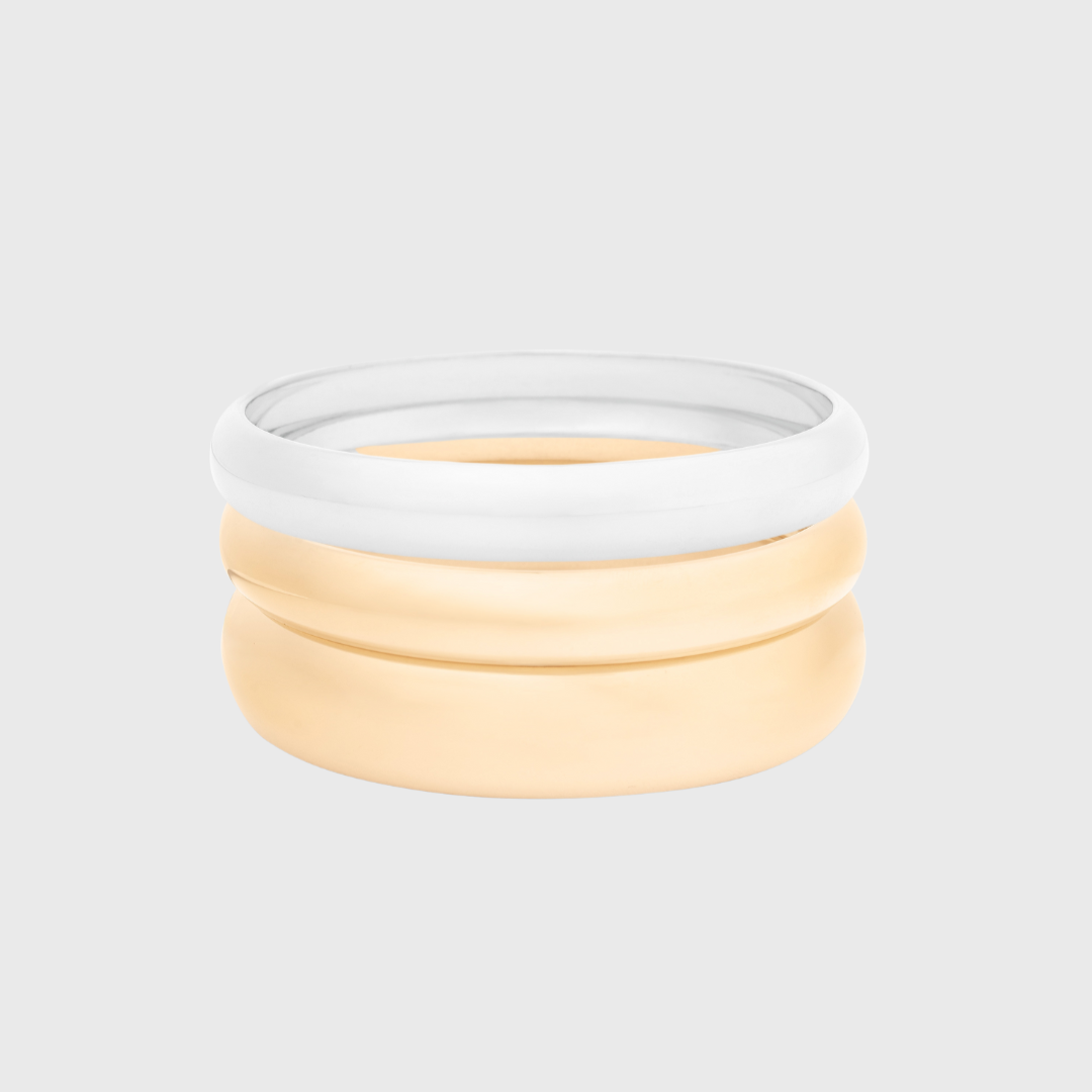 mixed metal statement bangle triple stack (10+15mm)
