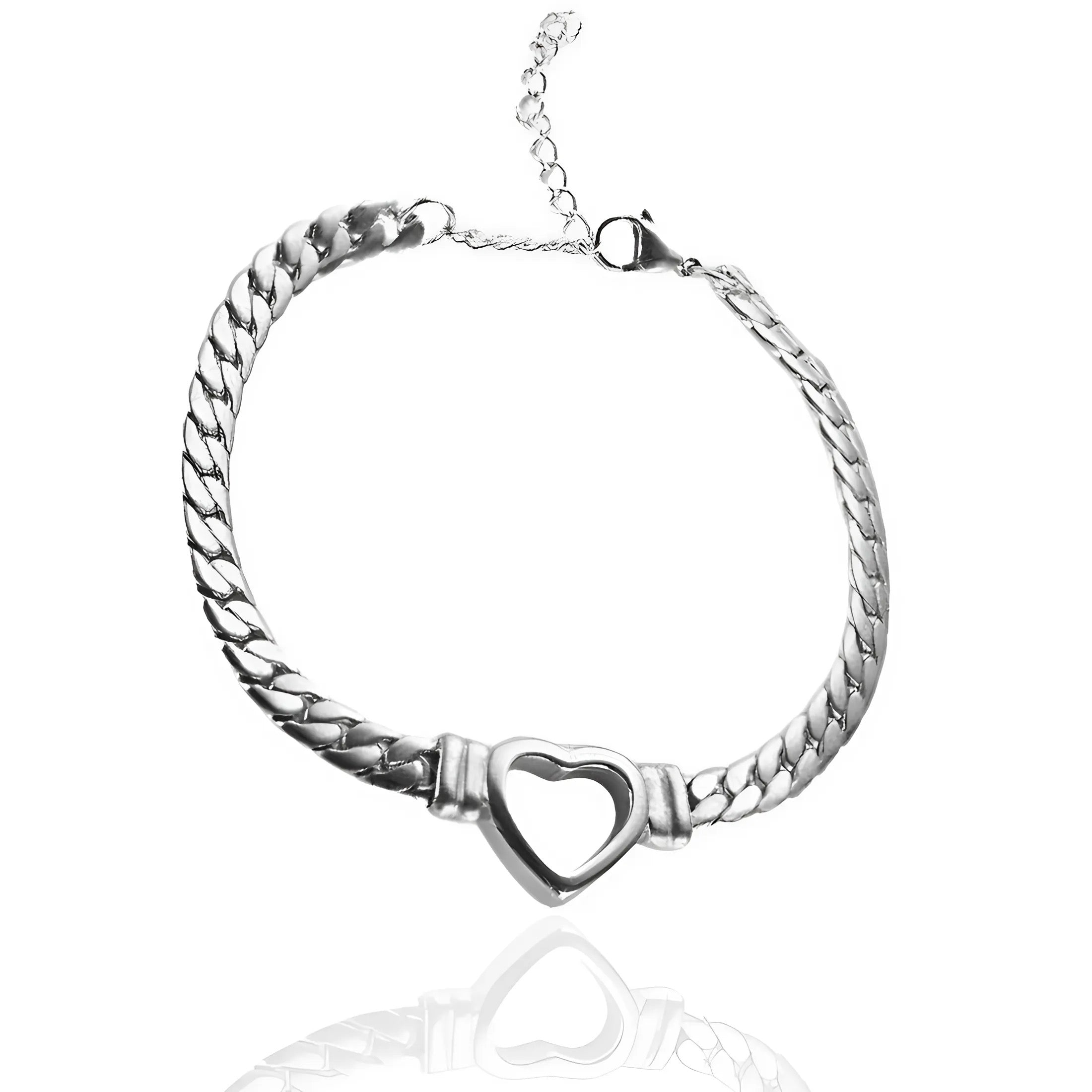 14K GOLD HEART-SHAPED SNAKE BONE  BRACELET
