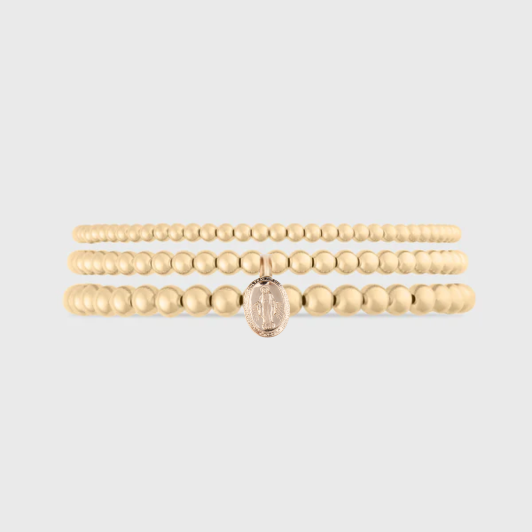 blessed mary juno bracelet triple stack (3+4+5mm)