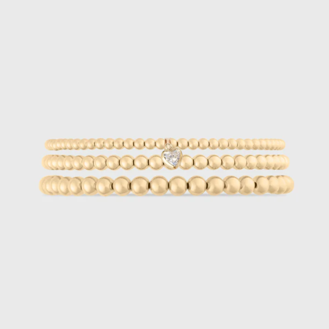 heart stone juno bracelet triple stack (3+4+5mm)