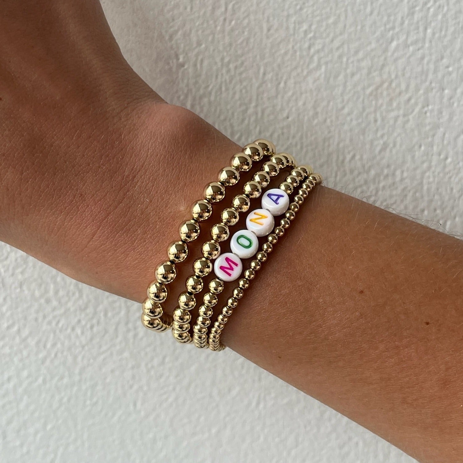 custom fun juno bracelet four stack (3+4+5+6mm)