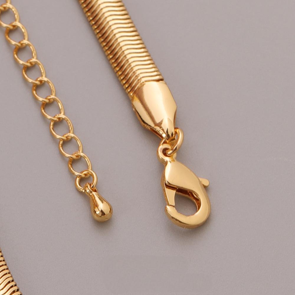 14K Gold Flat Snake Chain Heart Pendant Necklace
