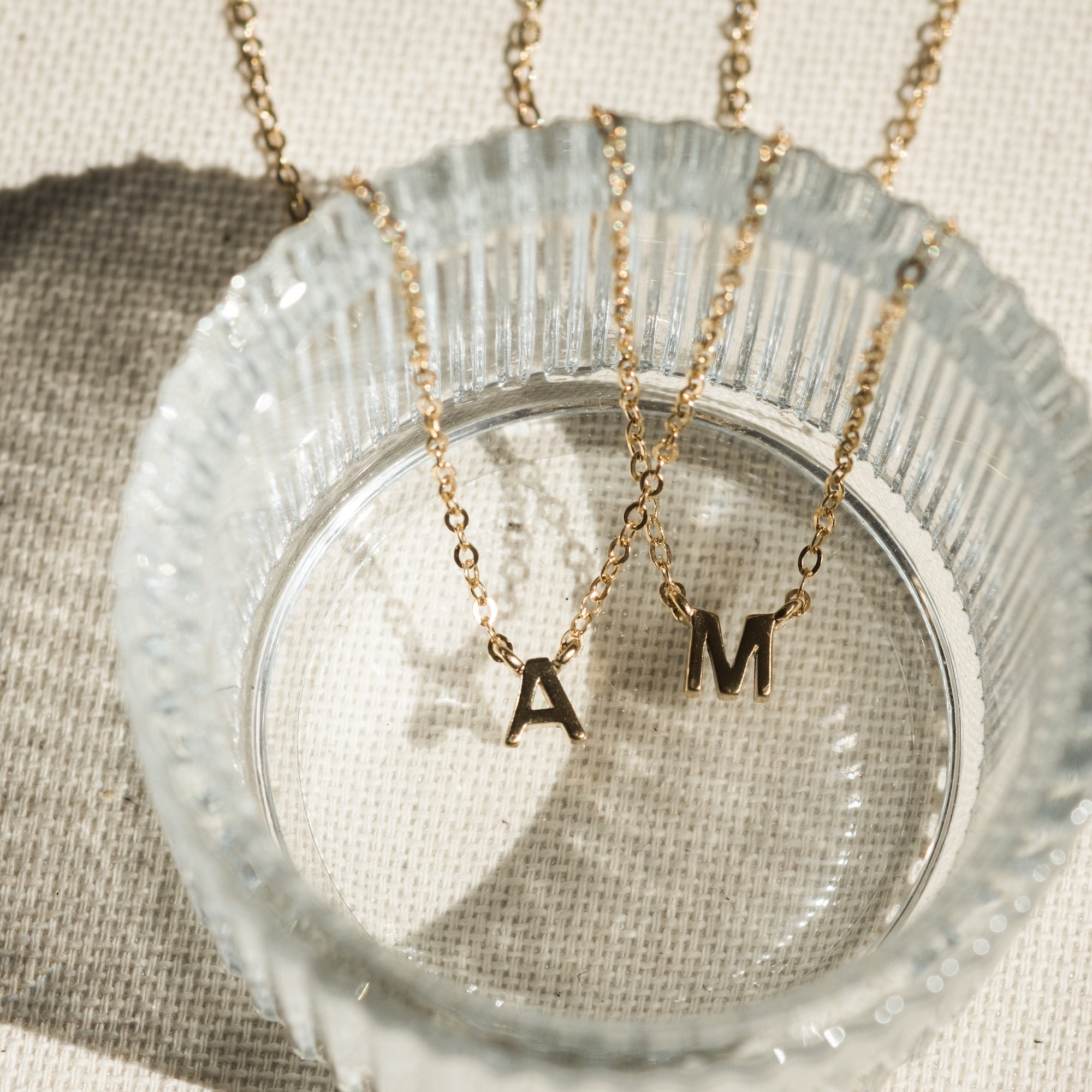 14K GOLD Tiny Initial Necklace