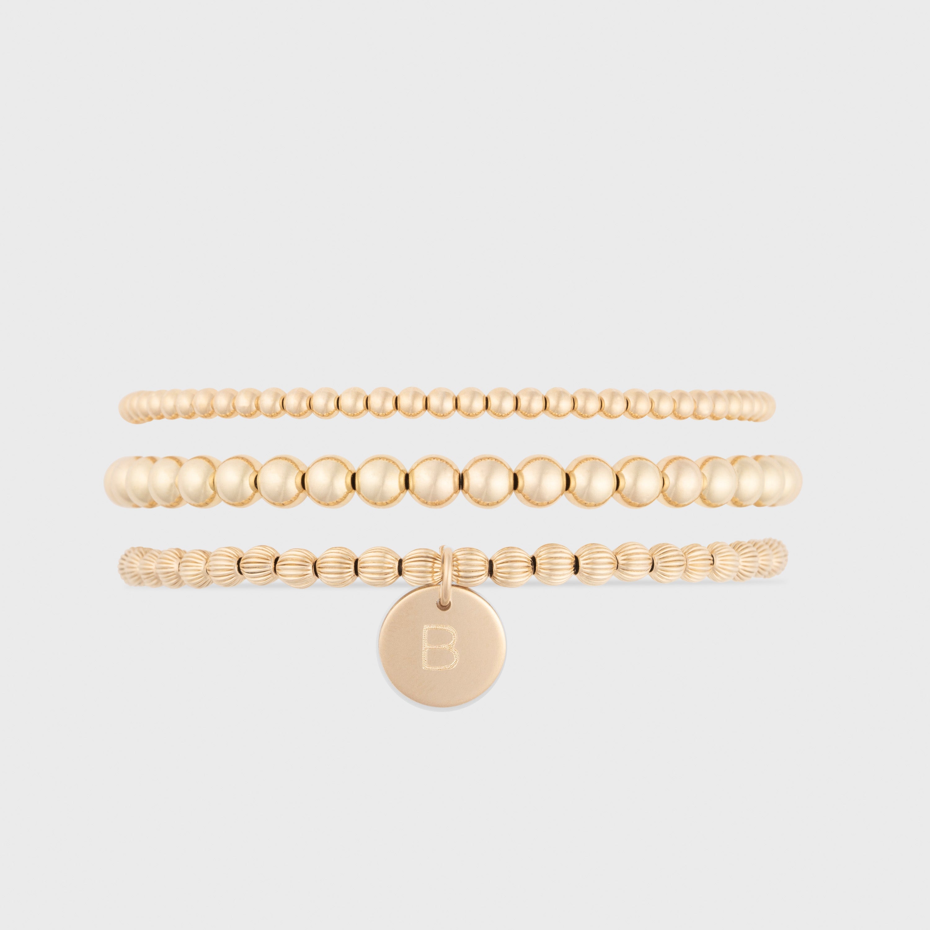 fancy initial juno bracelet triple stack (3+4+5mm)