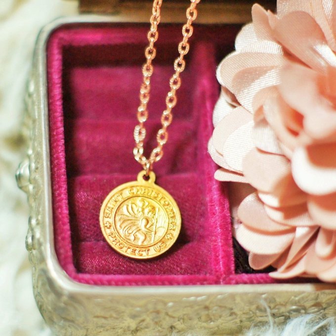 14K Gold Saint Christopher Traveler’s Necklace