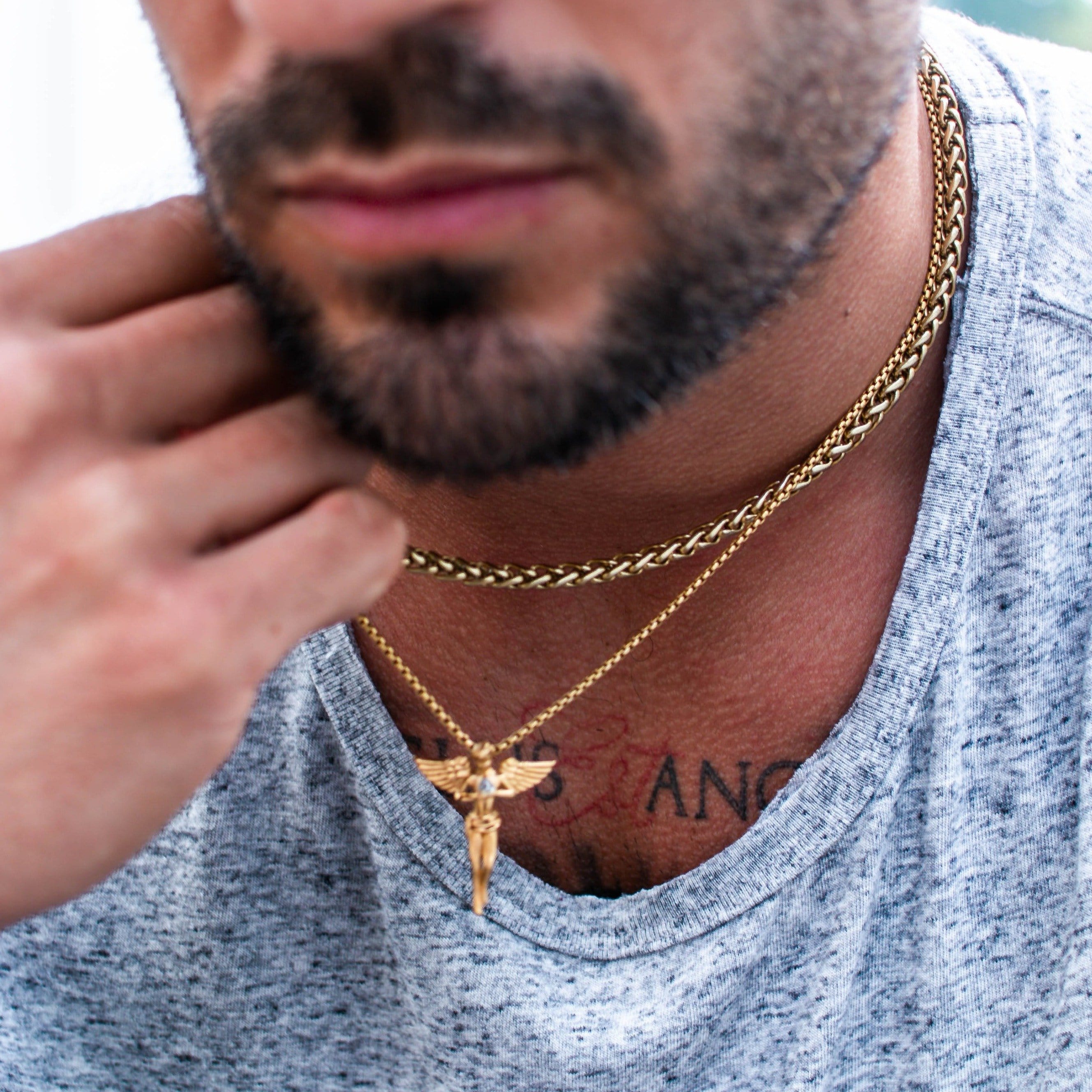 14K Gold Angel Pendant Necklace
