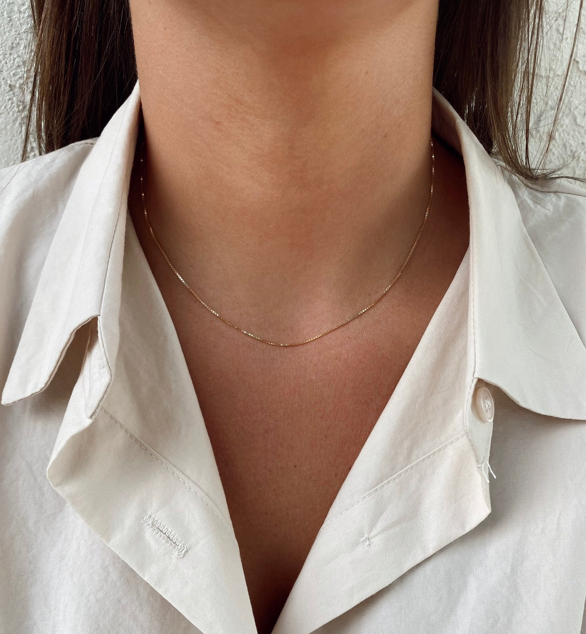 14k box necklace