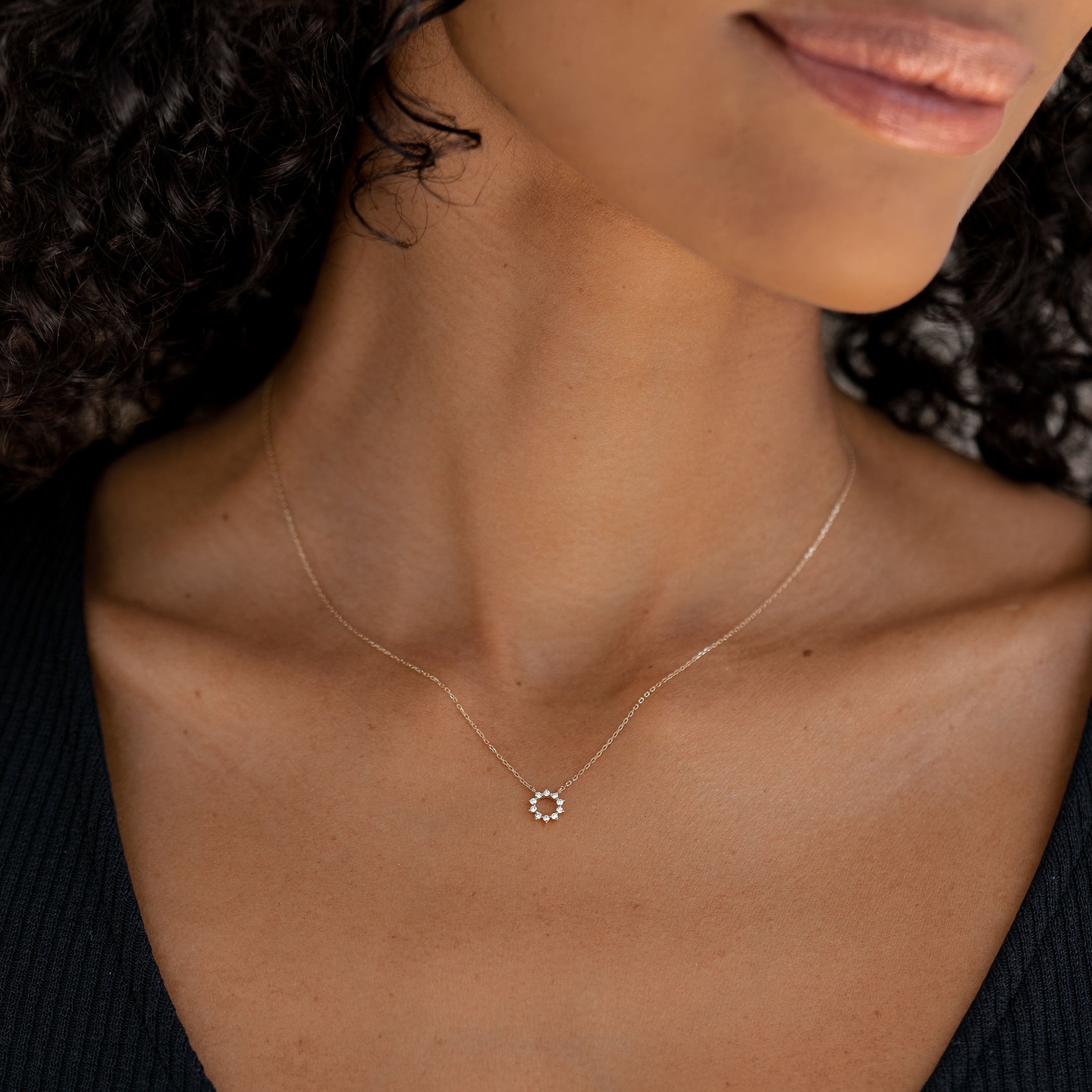 Diamond Sun Necklace 14k Gold - Lova
