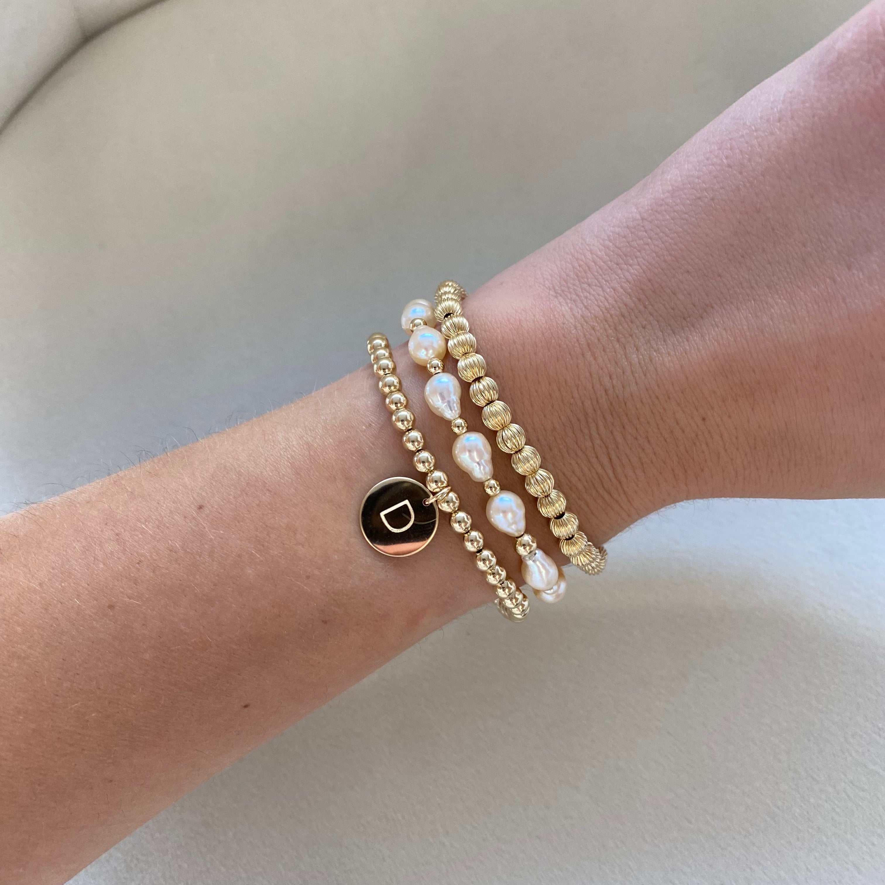 baroque initial triple stack (pearls+4+5mm)